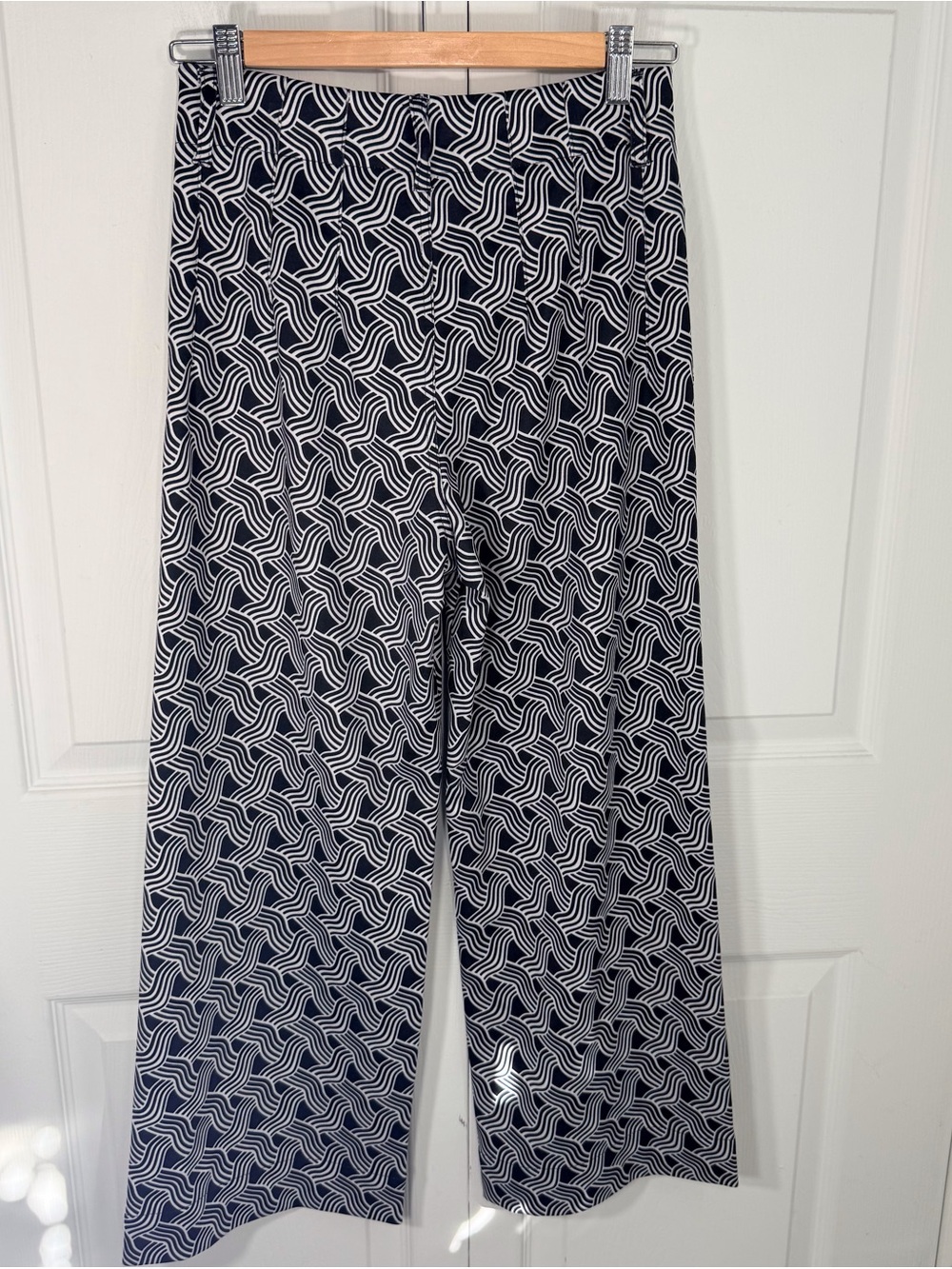 JNY Black & White Geometric Wide-Leg Pants